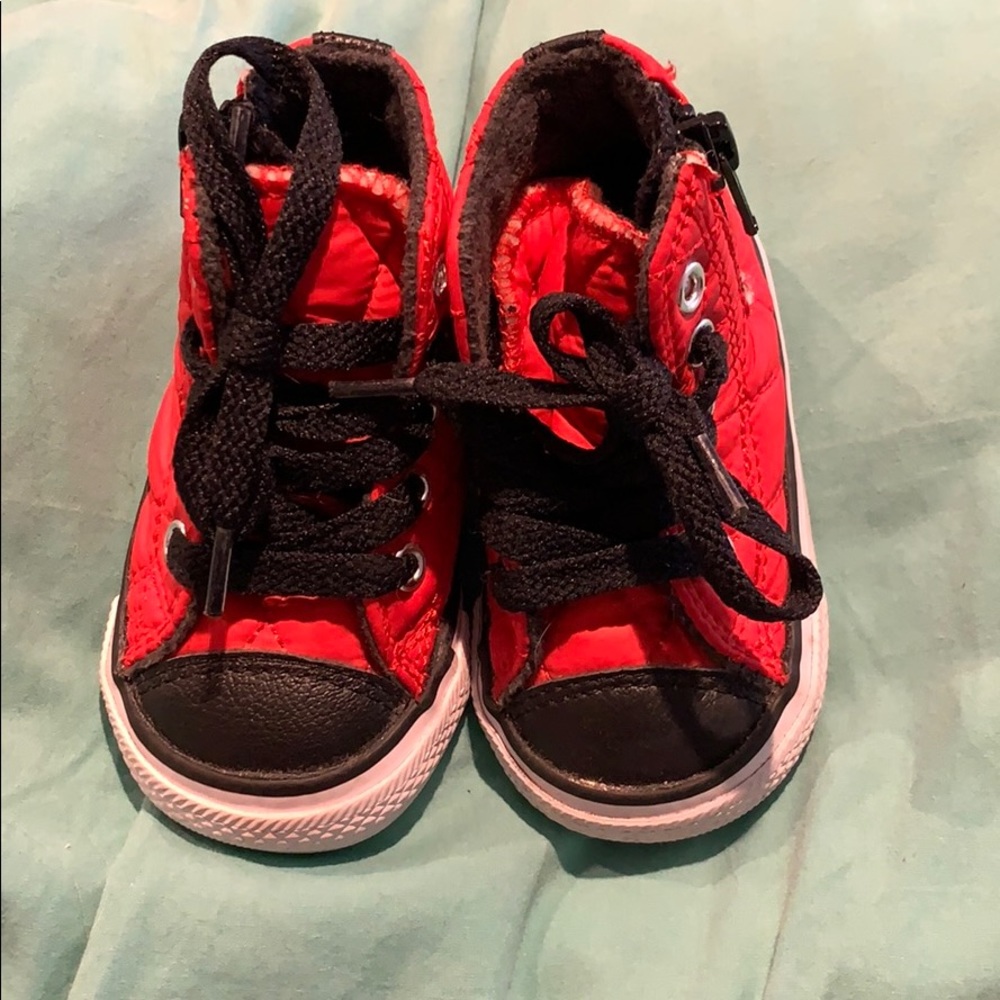 Red/Orange baby converse size 3